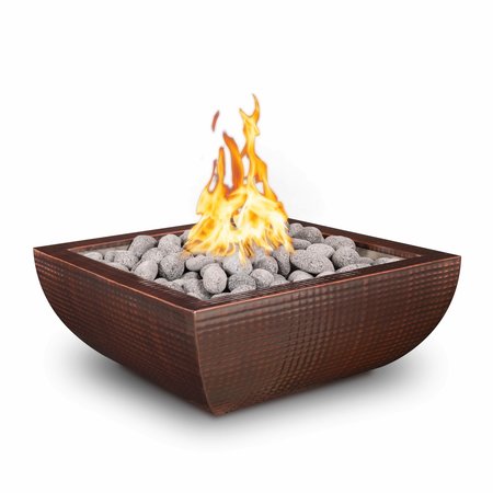 THE OUTDOOR PLUS 24 Square Avalon Fire Bowl - Copper - Match Lit - Natural Gas OPT-24AVCPF-NG
